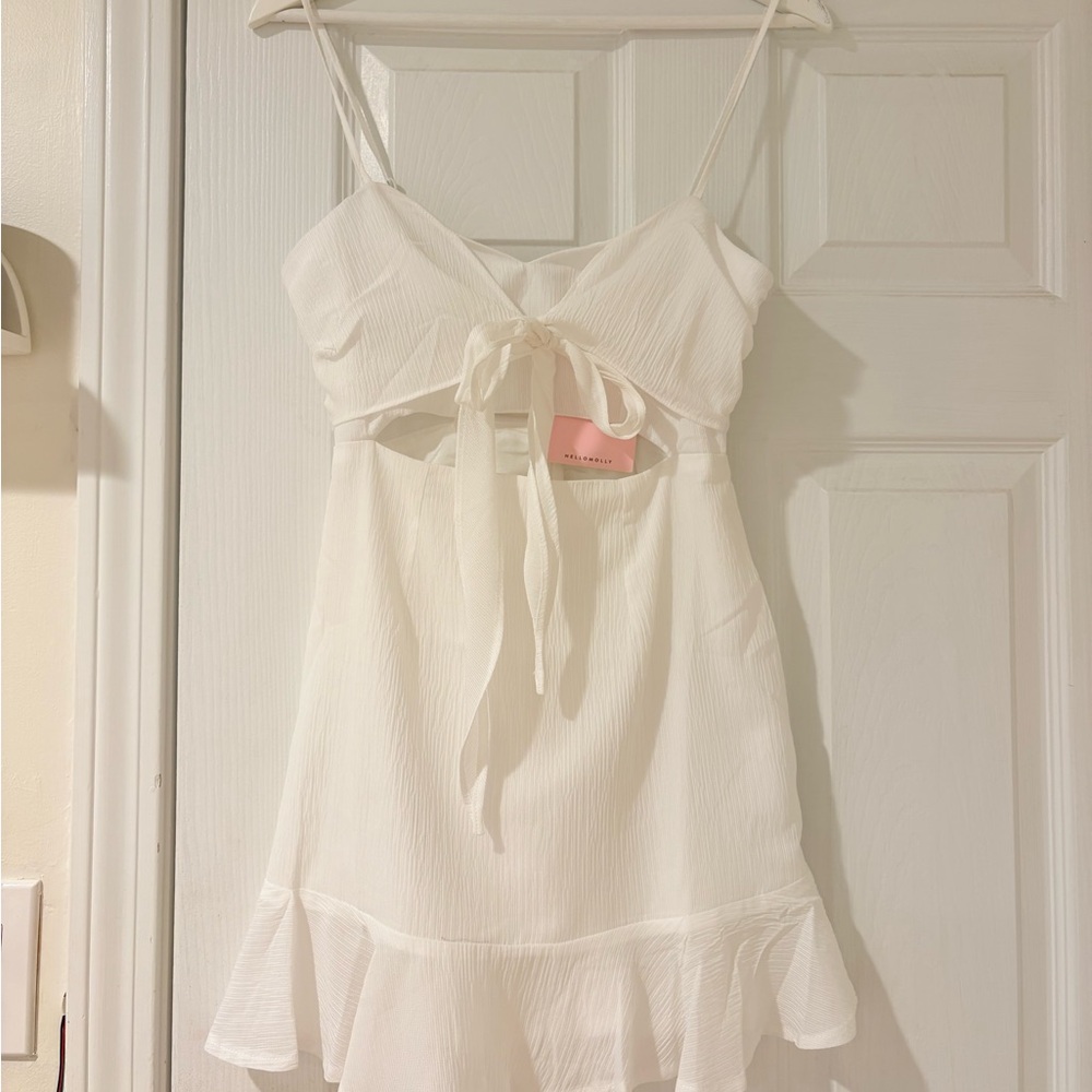 Hello Molly White Tie-Front Mini Dress
